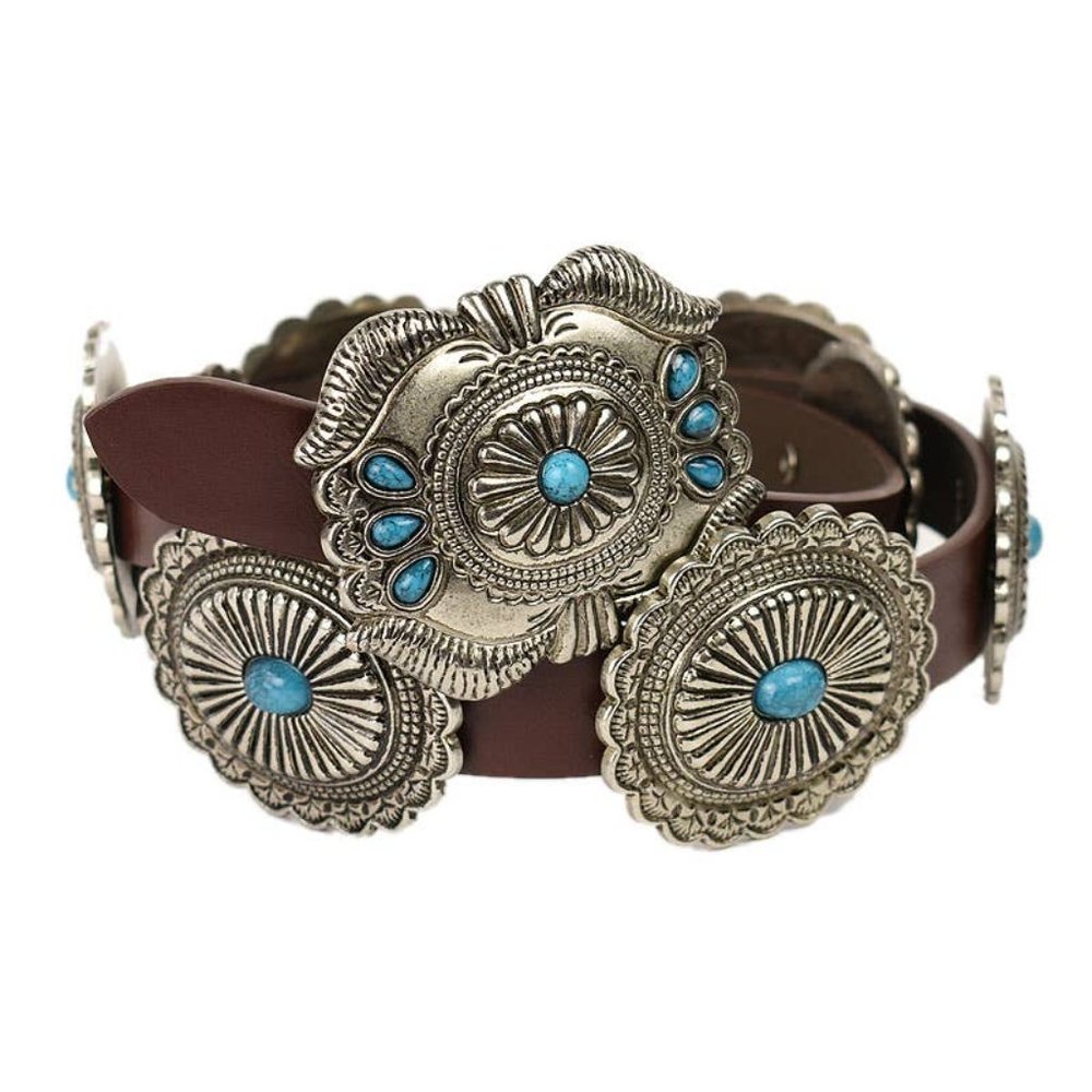 Shyanne Brown and Turquoise Concho Belt